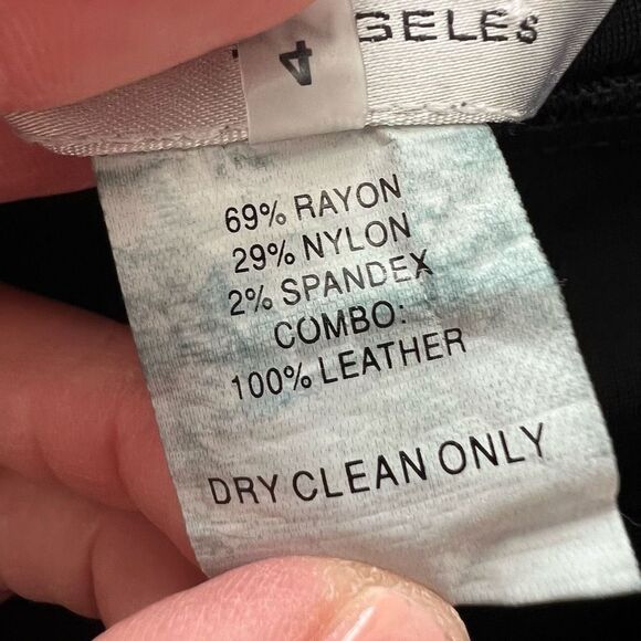 Trina Turk Black Gray Colorblock Mid Rise Leather‎ Side Panel Leggings Size 4 - Picture 10 of 13